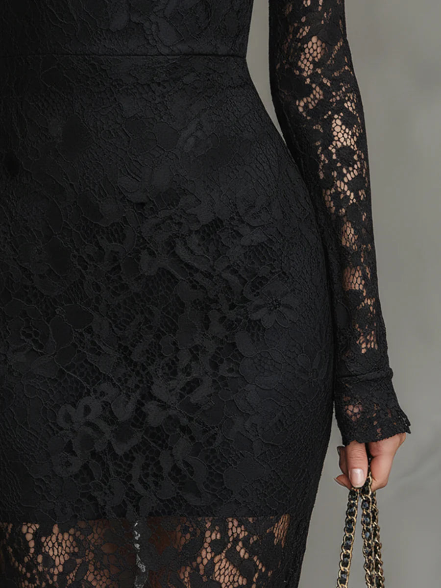 Julia | Abito Lungo Pizzo Nero