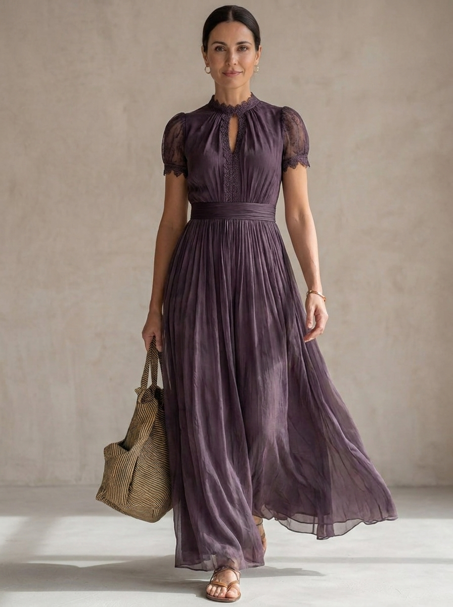Julie | Abito Lungo In Chiffon